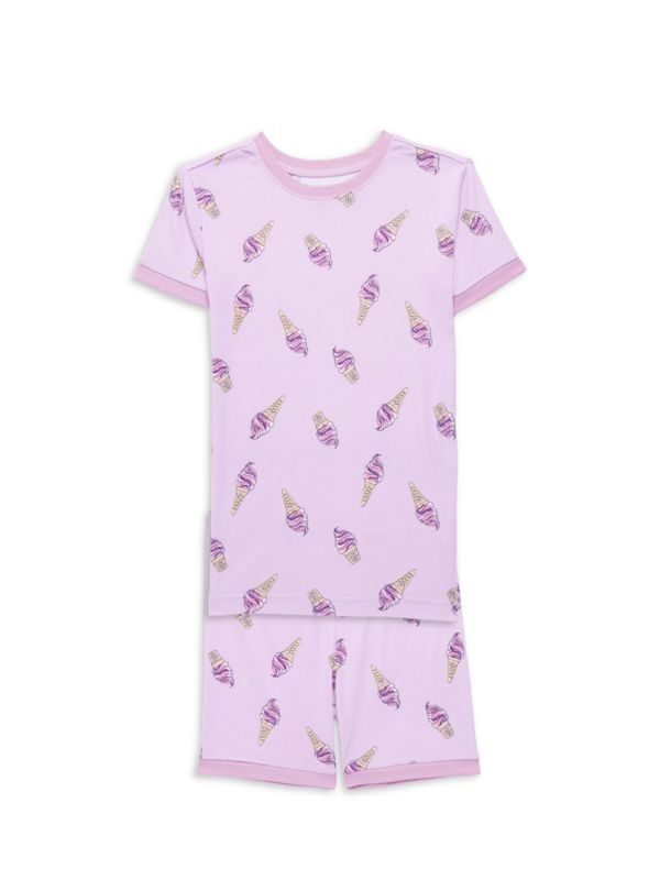 PL Sleep Little Girl's 2-Piece Ice Cream-Print T-Shirt & Shorts Set